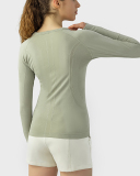 Top Sale Autumn Crew Neck Long Sleeve Sports Yoga Women T-shirt 4-10