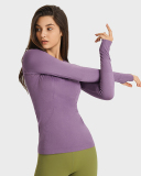 Top Sale Autumn Crew Neck Long Sleeve Sports Yoga Women T-shirt 4-10