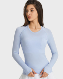 Top Sale Autumn Crew Neck Long Sleeve Sports Yoga Women T-shirt 4-10