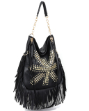 Rivet Liu Ding Soft Leather Tassel Bag Handheld One Shoulder Oblique Straddle Large Bag