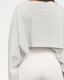 Hot Sale Crew Neck Loose Style Long Sleeve Short Sport Pullover Top S-XL