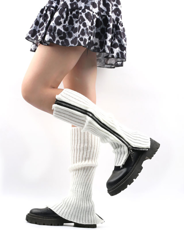 Autumn and Winter Pile Socks Knit Leg Cover Zipper Boots Socks MOQ 3pairs