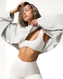 Hot Sale Crew Neck Loose Style Long Sleeve Short Sport Pullover Top S-XL