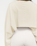 Hot Sale Crew Neck Loose Style Long Sleeve Short Sport Pullover Top S-XL