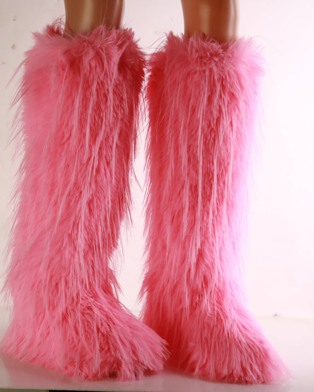 Fashion Winter Fluffy Faux Fur Snow Mid-calf Boots