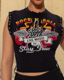 Black Sleeveless Crop Tops