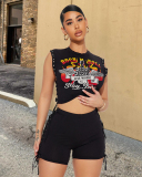 Black Sleeveless Crop Tops