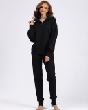 Polo Half Zipper Neck Sweater Pocket Trousers Sets Two Piece Outfit One Size