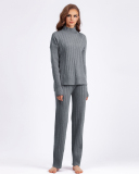 Autumn New High Neck Sweater Suit Warm Pullover Two Pieces Sets One Size