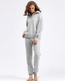 Polo Half Zipper Neck Sweater Pocket Trousers Sets Two Piece Outfit One Size