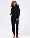 Polo Half Zipper Neck Sweater Pocket Trousers Sets Two Piece Outfit One Size