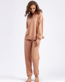 Polo Half Zipper Neck Sweater Pocket Trousers Sets Two Piece Outfit One Size