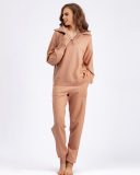 Polo Half Zipper Neck Sweater Pocket Trousers Sets Two Piece Outfit One Size