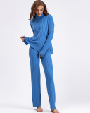 Autumn New High Neck Sweater Suit Warm Pullover Two Pieces Sets One Size