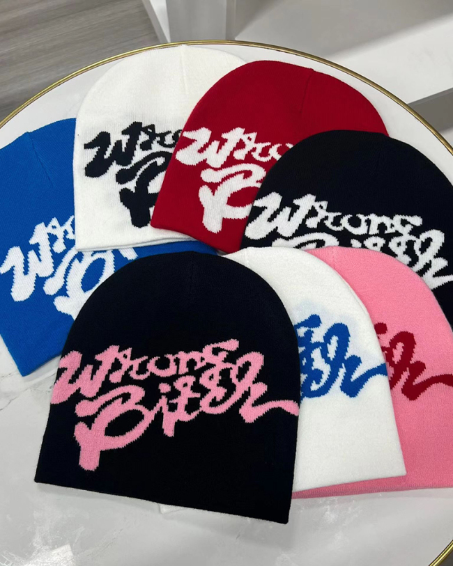 Letter Embroidery Retro Wool Cap Net Red Pile Cap Autumn And Winter Warm Cold Cap