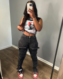 Black Elastic Wholesale Jean Pants S-XXL
