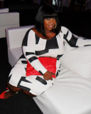 Women Hot Sale Long Sleeve Colorblock Midi Plus Size Dress Black Blue L-4XL