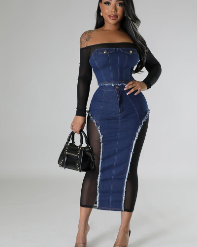 Jean Women Wholesale New Two Piece Skirt Set S-XXL