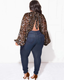 Hot Sale Plus Size Hollow Out Chiffon lacing Long Sleeve Top L-4XL
