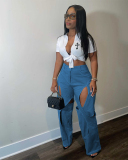 Women Cotton Casual Hollow Out High Waist Pants S-2XL