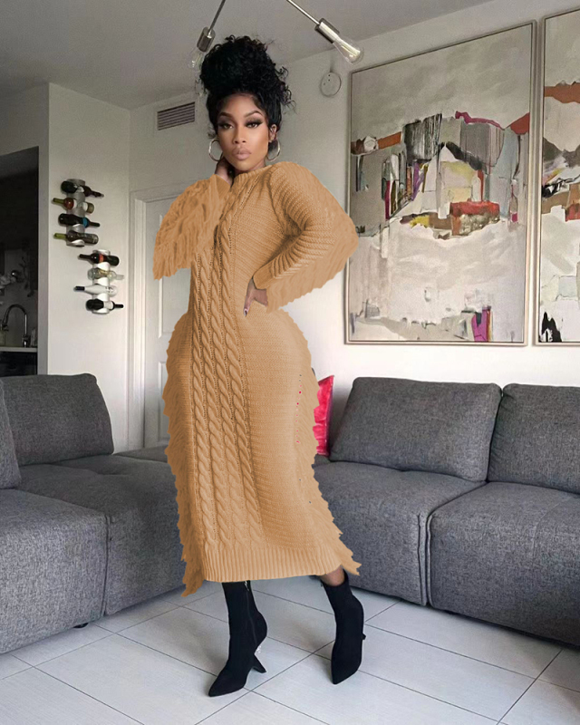 Knitted Women Winter Fashion Winter Dress Sweater Dress S-XXL