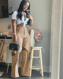 Women Cotton Casual Hollow Out High Waist Pants S-2XL