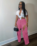 Women Cotton Casual Hollow Out High Waist Pants S-2XL