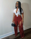 Women Cotton Casual Hollow Out High Waist Pants S-2XL