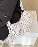 Women's Pleated Crescent 2 Piece Shoulder Bag Women's Retro Rivets Bag