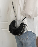 Fashion Diamond Check Chain Crossbody Bag Blue Black