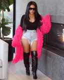 Hot Sale Knit Long Sleeve Solid Color Tassel Maxi Coat Black Red Rosy Coffee Green S-2XL