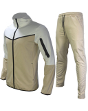 Men's Long Sleeve Coat Colorblock Sports Suit Two-piece Sets S-XL