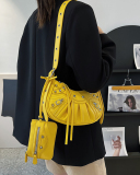 Women's Pleated Crescent 2 Piece Shoulder Bag Women's Retro Rivets Bag