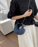 Fashion Diamond Check Chain Crossbody Bag Blue Black