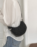 Fashion Diamond Check Chain Crossbody Bag Blue Black