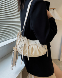 Women's Pleated Crescent 2 Piece Shoulder Bag Women's Retro Rivets Bag