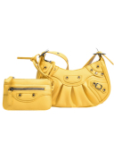 Women's Pleated Crescent 2 Piece Shoulder Bag Women's Retro Rivets Bag