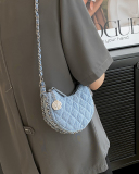 Fashion Diamond Check Chain Crossbody Bag Blue Black