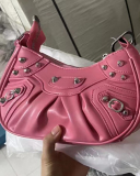 Women's Pleated Crescent 2 Piece Shoulder Bag Women's Retro Rivets Bag