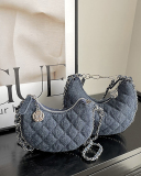 Fashion Diamond Check Chain Crossbody Bag Blue Black