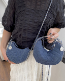 Fashion Diamond Check Chain Crossbody Bag Blue Black
