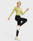 Long Sleeve Halter Neck U Back Slim Yoga Tops White Green Red Black 4-12