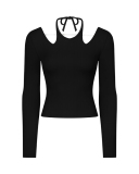 Long Sleeve Halter Neck U Back Slim Yoga Tops White Green Red Black 4-12