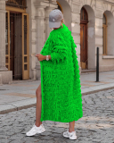 Fringe Women Knitted Long Sweater Coat S-XXL