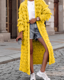 Fringe Women Knitted Long Sweater Coat S-XXL