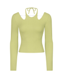 Long Sleeve Halter Neck U Back Slim Yoga Tops White Green Red Black 4-12