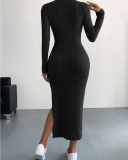 Long Sleeve Knitted Fashion Winter Casual Dress XS-L