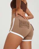 Women Colorblock High Wait Good Elastic Fitness Running Shorts S-XL