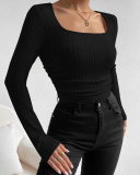 Long Sleeve Short Knitted Tops XS-L