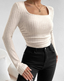 Long Sleeve Short Knitted Tops XS-L